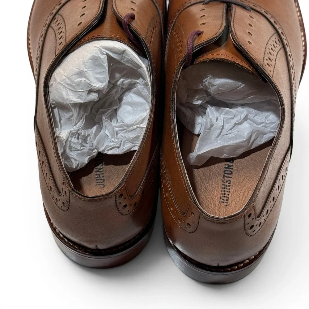Johnston & Murphy Conard Tan Calfskin Leather Cap Toe Brogue Oxford Shoes 9 M